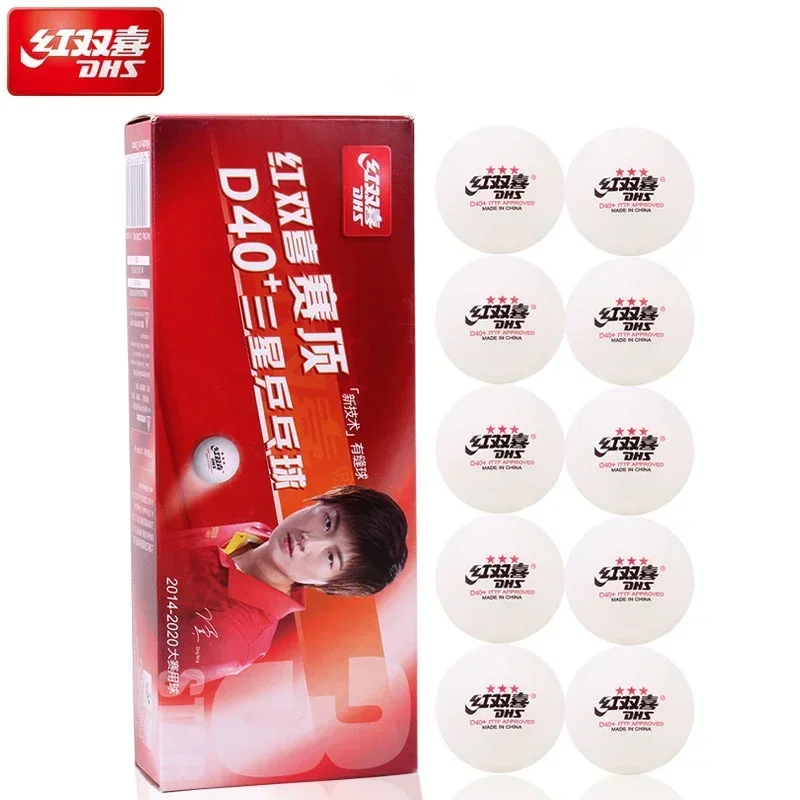 Pelotas de tenis de mesa cosidas DHS de 3 estrellas D40 + ABS nuevo Material 10 unids/caja pelotas de Ping Pong profesionales aprobadas por ITTF para entrenamiento