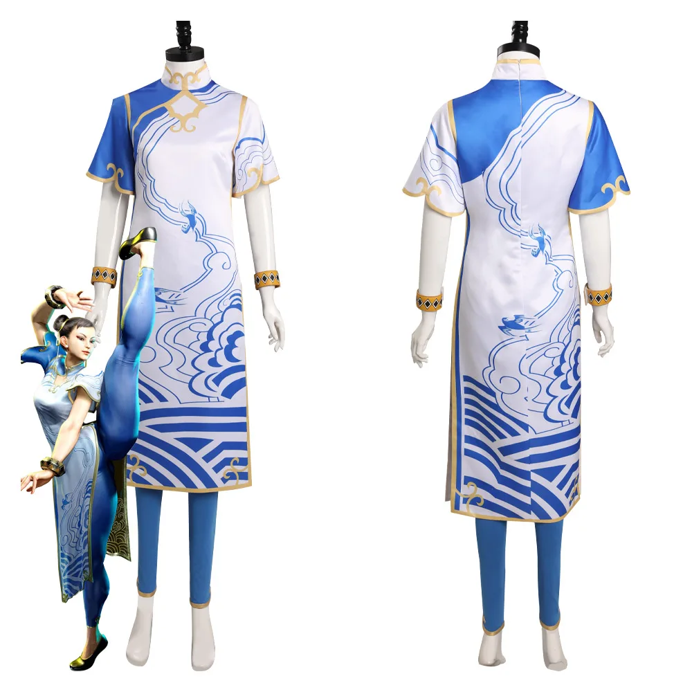 

Street Cosplay Cheongsam Fighter 6 SF Chun-Li Cosplay Costume Outfits Halloween Carnival Suit Role Play for Ladies