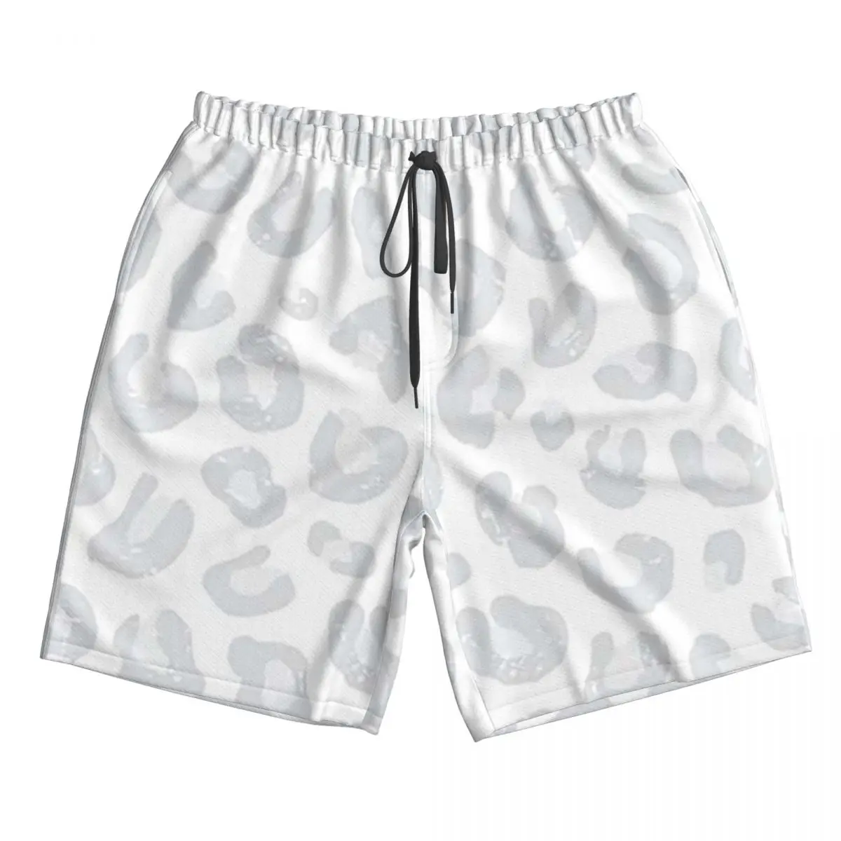 

Leopard Print - Silver Gray And White Trunks Beach Board Shorts Casual Quick Dry Swim Summer Men Pants