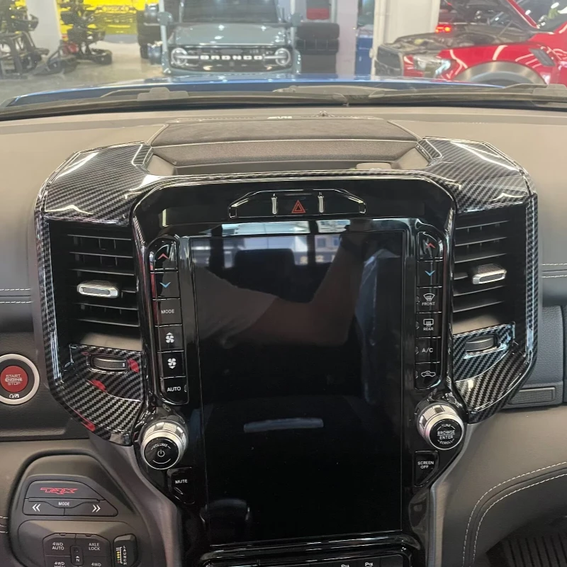 

For Dodge Ram 1500 TRX 2023 2024 ABS Carbon Fiber Pattern Inner Front Dashboard Air Vent Outlet Cover Trim Decoration Frame