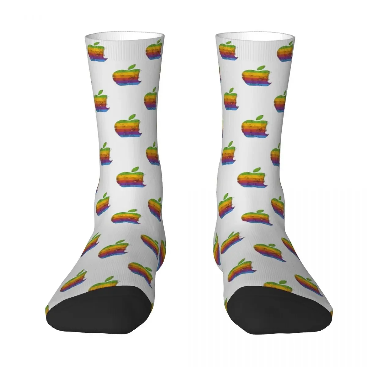 Apple Retro Logo Classic Socks Harajuku Sweat Absorbing Stockings All Season Long Socks Accessories for Unisex Gifts