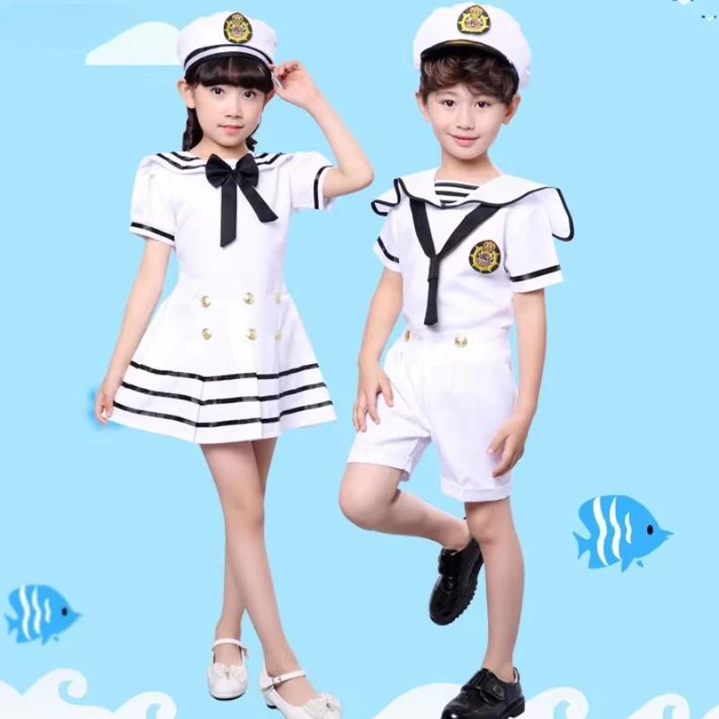 Sailor Uniform Kids Chorus Baby Girl Navy Costume Summer Kids Carnival Party Army Suit Anime School Stage Wear Dance Halloween