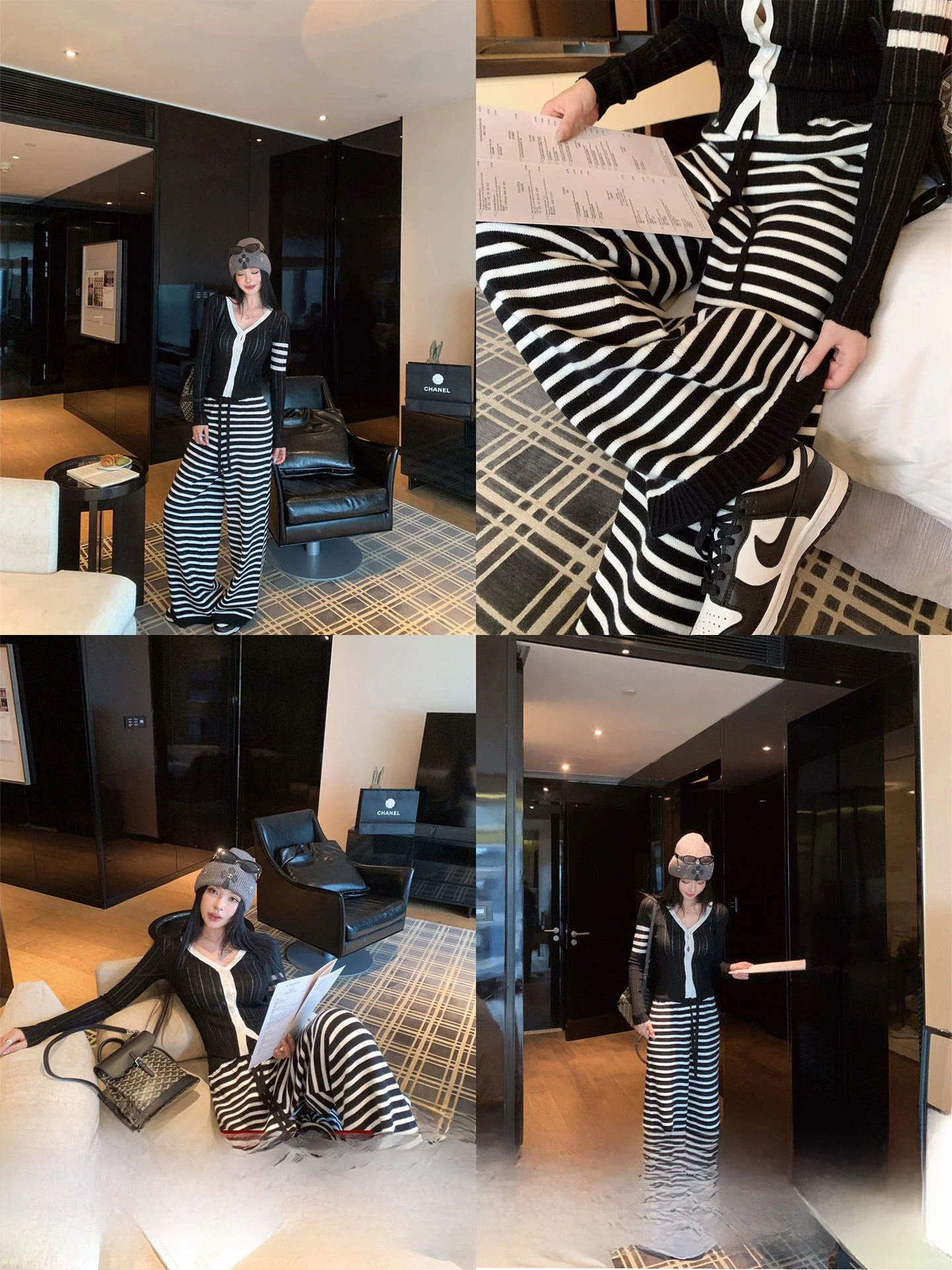 

Классические полосатые свободные брюки с широкими штанинами в корейском стиле, повседневные женские свободные длинные брюки на осень-зиму, универсальные, с высокой талией