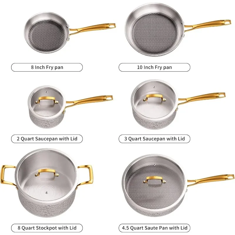 Pots and Pans   Stainless Steel Hammered Kitchen Cookware, Induction Compatible, Kitchen Furniture