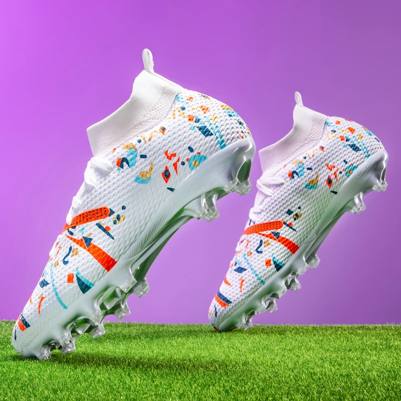 Professional Soccer Shoes Men Outdoor High-Top Sports Football Boots Boots Ag/Fg Long Spikes Artificial Grass Training Match Spi