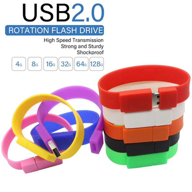 Cartoon-Armband USB-Stick Armband Schwarz Pink 128GB 64GB 32GB 16GB 8GB 4GB Kreativer USB-Stick USB-Speicherstick Geschenke