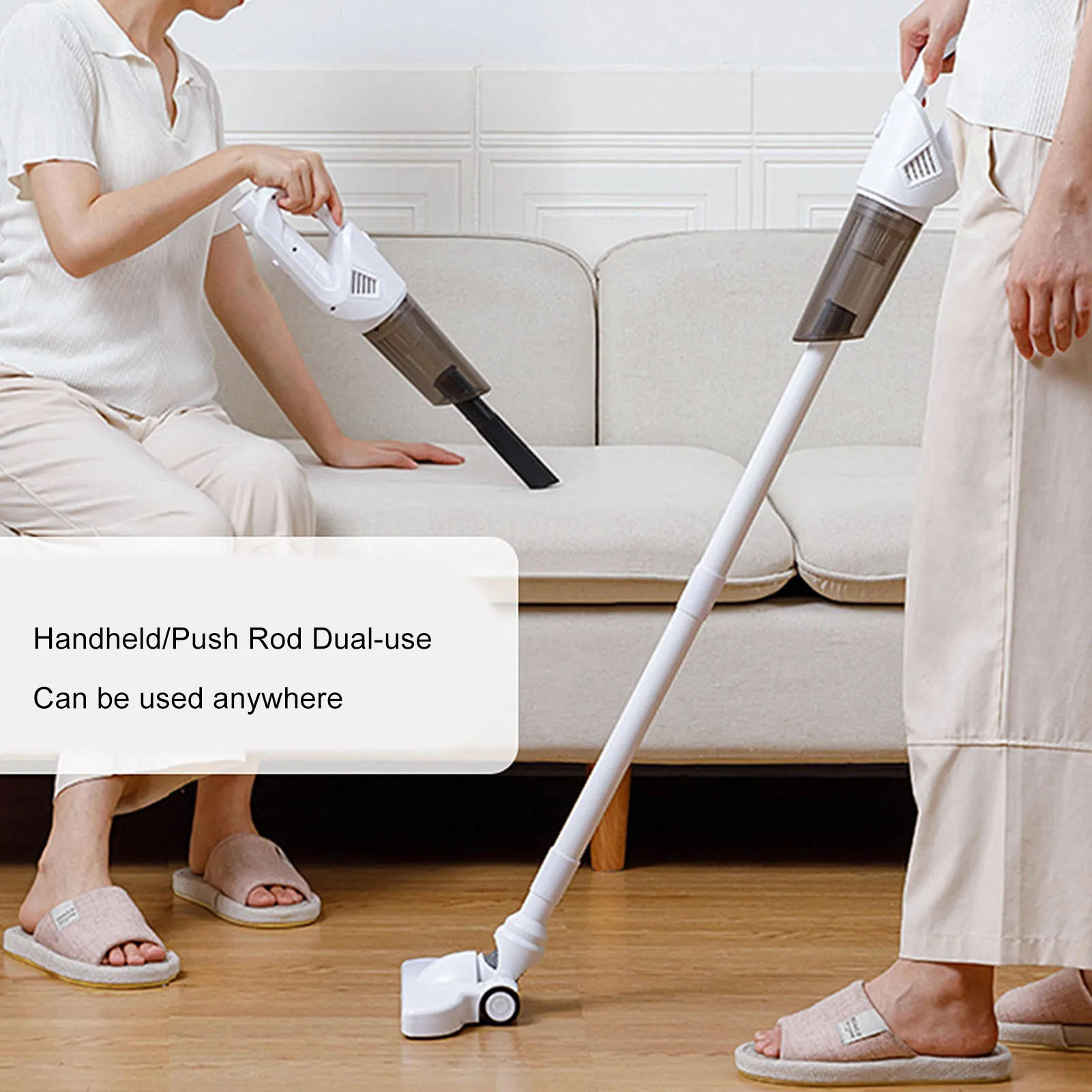 Vacuum, Home Lightweight Stick Vacuum Cleaner Powerful Suction Cordless Multi Surfaces Lightweight 2 in 1 Handheld Vacuum White