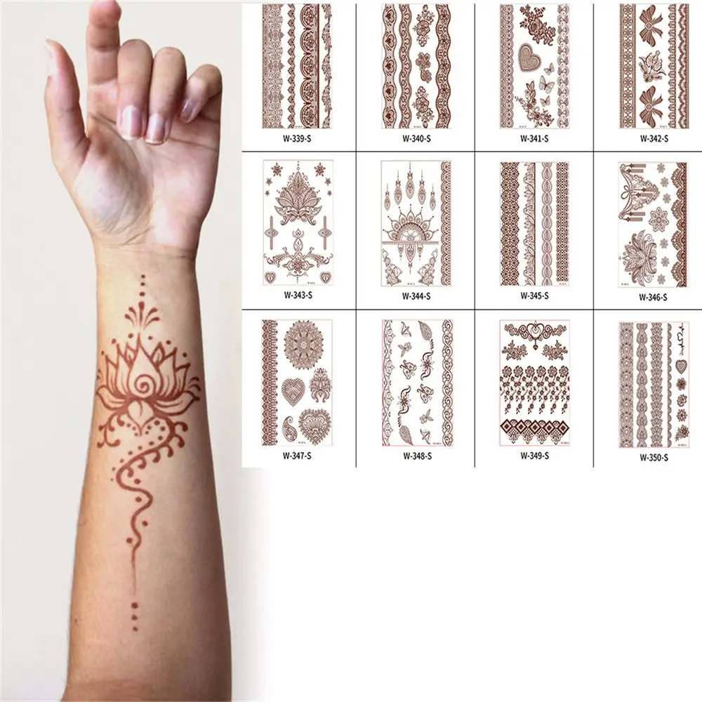 Lasting Art Finger Red Brown Herb Fake Tatto Body Stickers Temporary Tattoos Tattoos Stickers