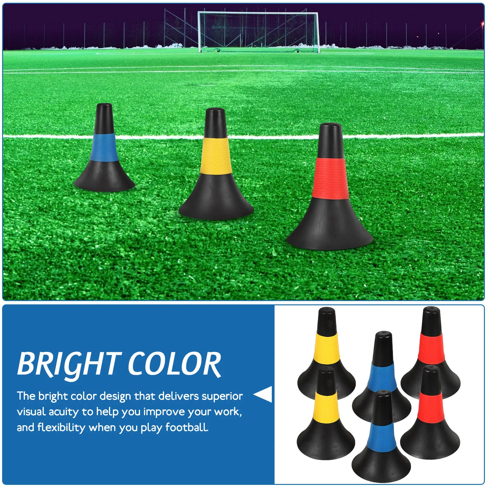 6pcs-multi-color-plastic-mini-road-cones-for-soccer-training-football-drills-safety-cones-agility-hurdles-plastic-mini-road-cone