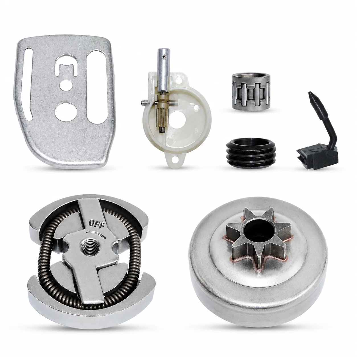 325-7T Clutch Drum Bearing Oil Pump Worm Gear Bar Plate Kit For Husqvarna 36/41/136/137/141/142Chainsaw OEM 530014949 530069342