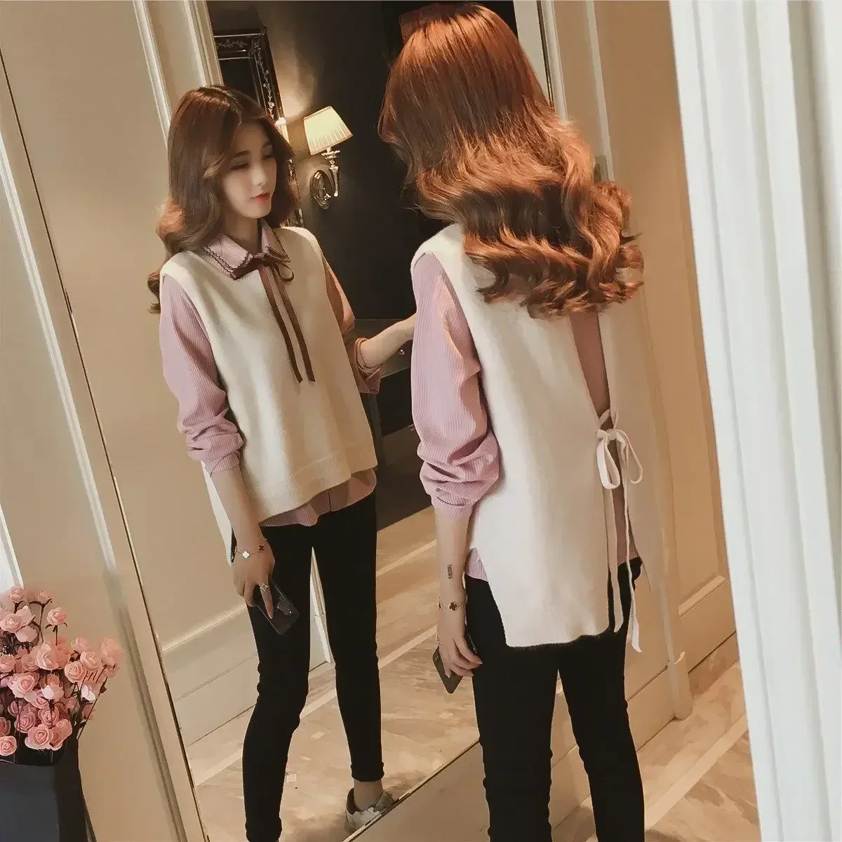 Waistcoat Spring Autumn Korean Style Clothing Female Sweater Fashion Women's Knitted Vest Elegant Winter Promotion Luxury Jumper