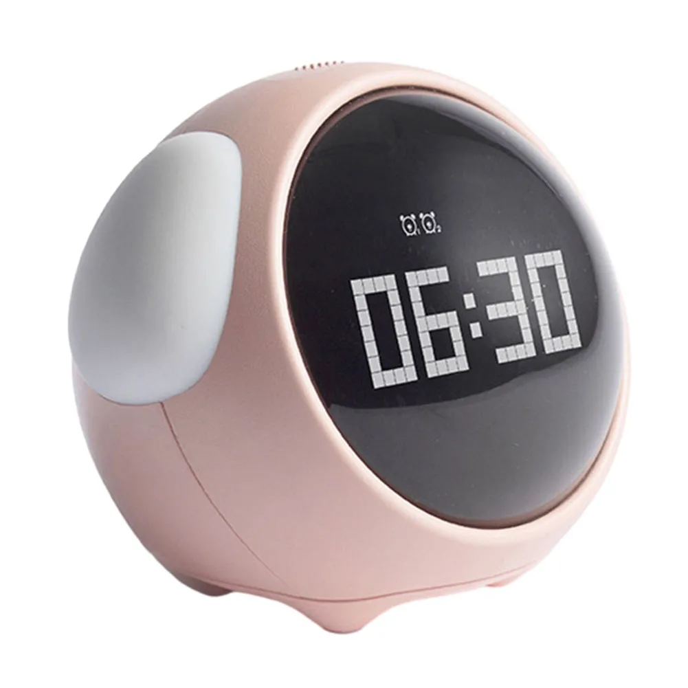 New Cute Expression Alarm Clock Child Multifunctional Bedside Voice Control Night Light Snooze Chargeable Child Alarm Clock