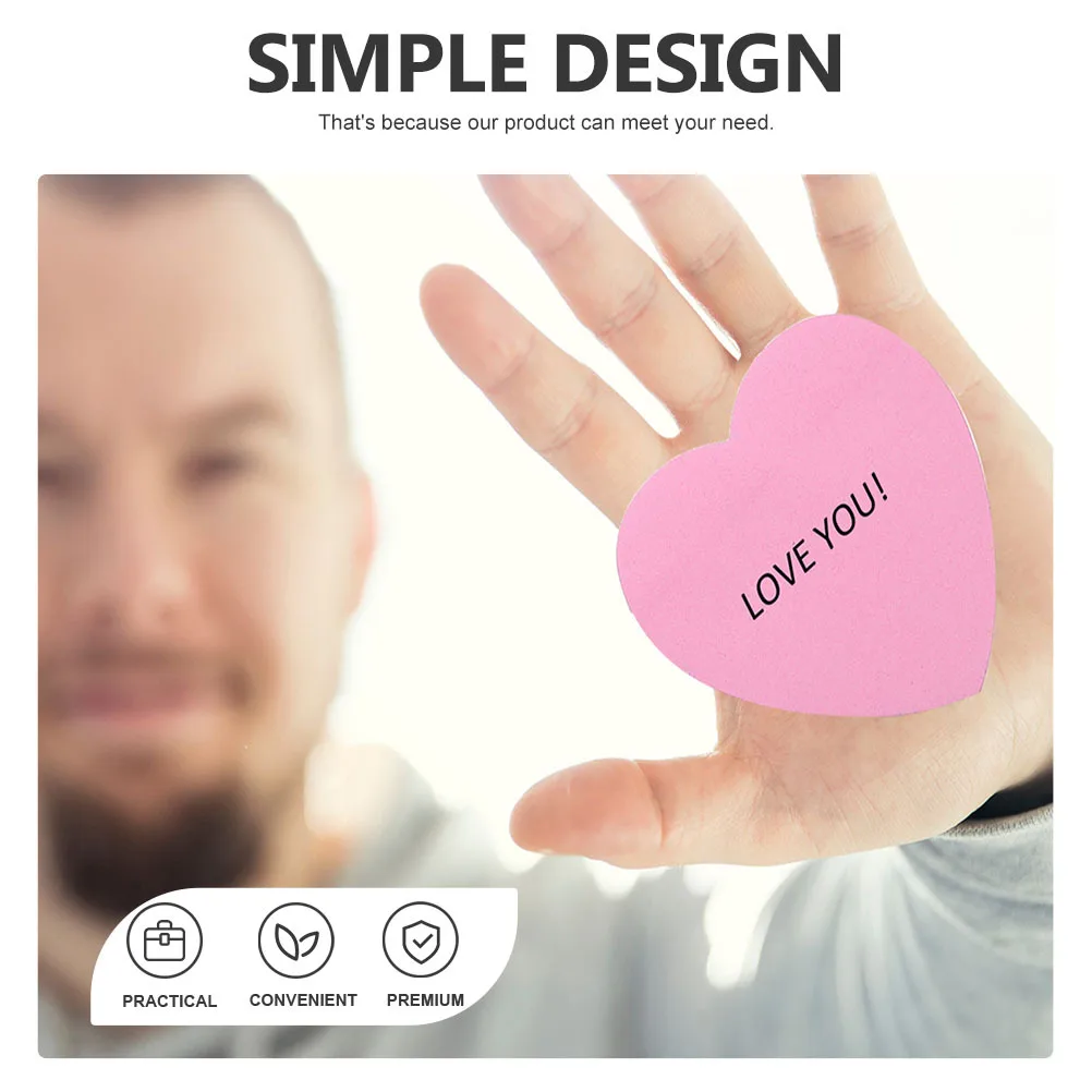 12Pcs Self-Adhesive Heart Shaped Memo Pads Smooth Writing Portable Note Stickers for School Home Office Multi-Function