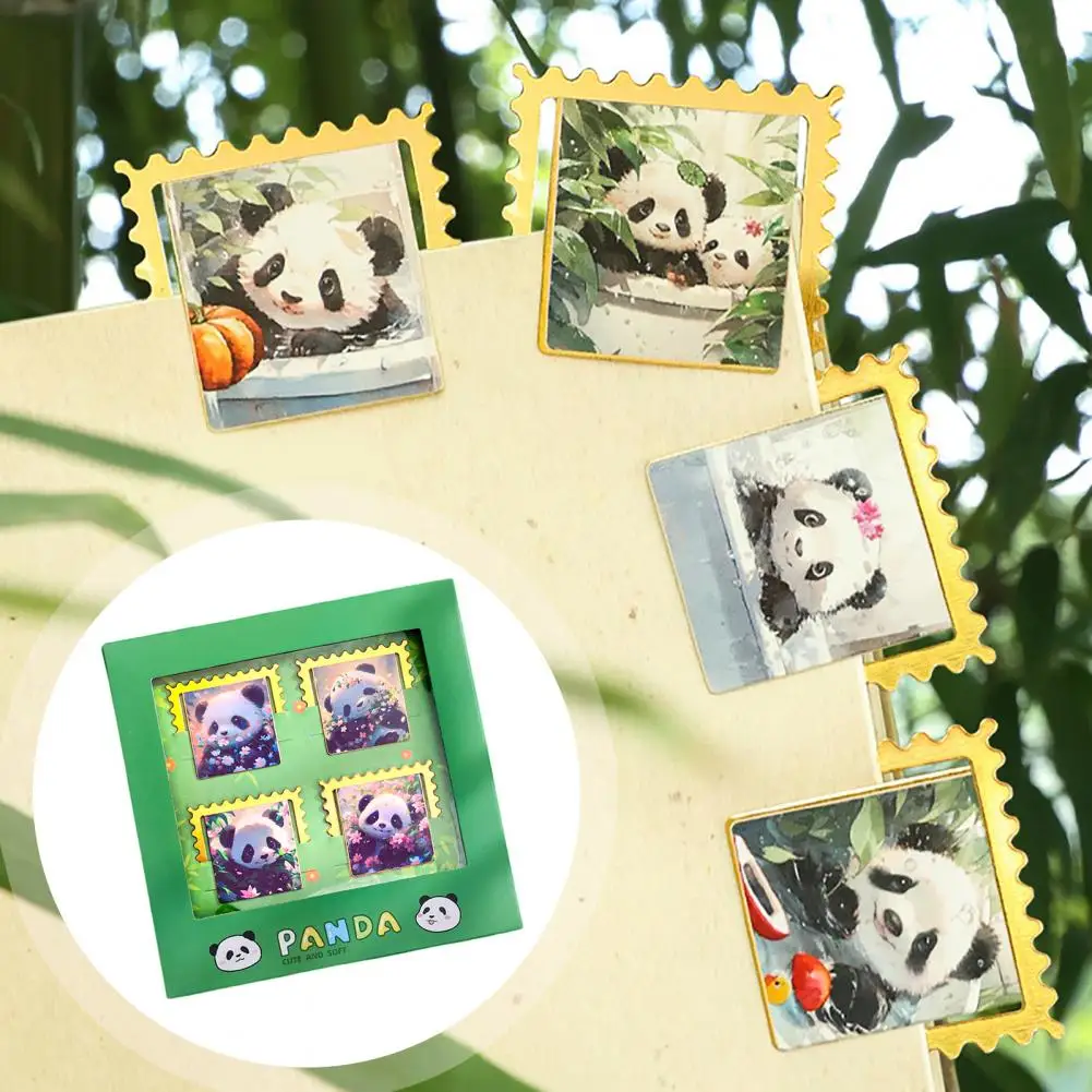 귀여운 금속 판다 금속 책갈피, 스테인레스 소장용, 중국 스타일, 교사 선물, 책 마커, 학생 액세서리, 4 개