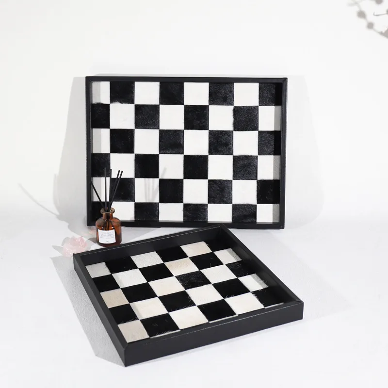 Modern Centerpiece Tray Jewelry Storage Tray Grid Designed Aesthetic Home Decoration Trays Gourmet Restaurant Decorations Trays