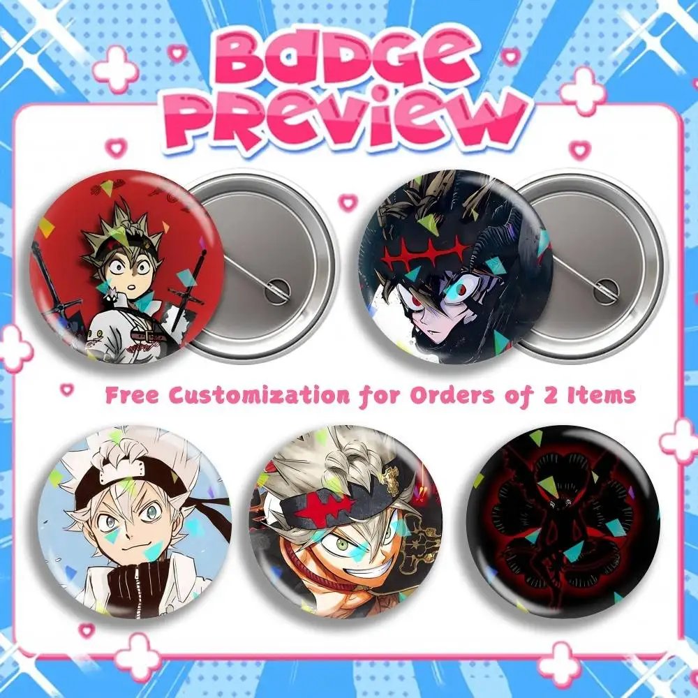 Black Bulls A-Asta B-Black Clover Round Badge Pins Creative Pins Bag Decor Accessories Fan Collection Gifts for Friends