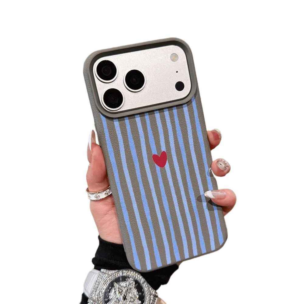 Etui na telefon z pionowymi paskami i sercami do iPhone 17 16 15 14 13 12 11 Pro Max 16 15 14 Plus 16 17 15 Pro 17Air, silikonowe, matowe. — 2