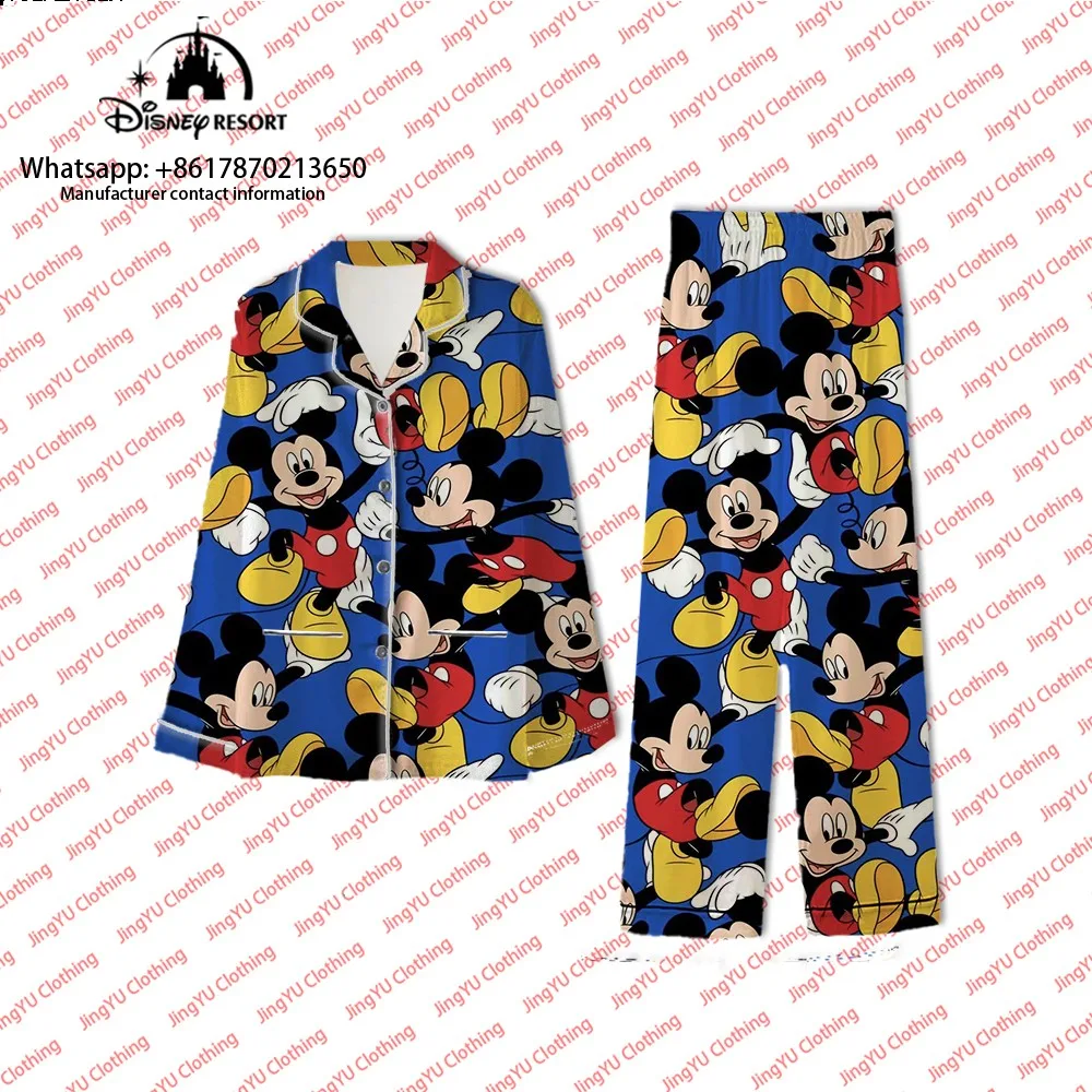 2023 New Autumn Casual Two-piece Mickey and Minnie Cartoon Printed Long Sleeve Long Pants Women's Pajamas Set Home Pajamas