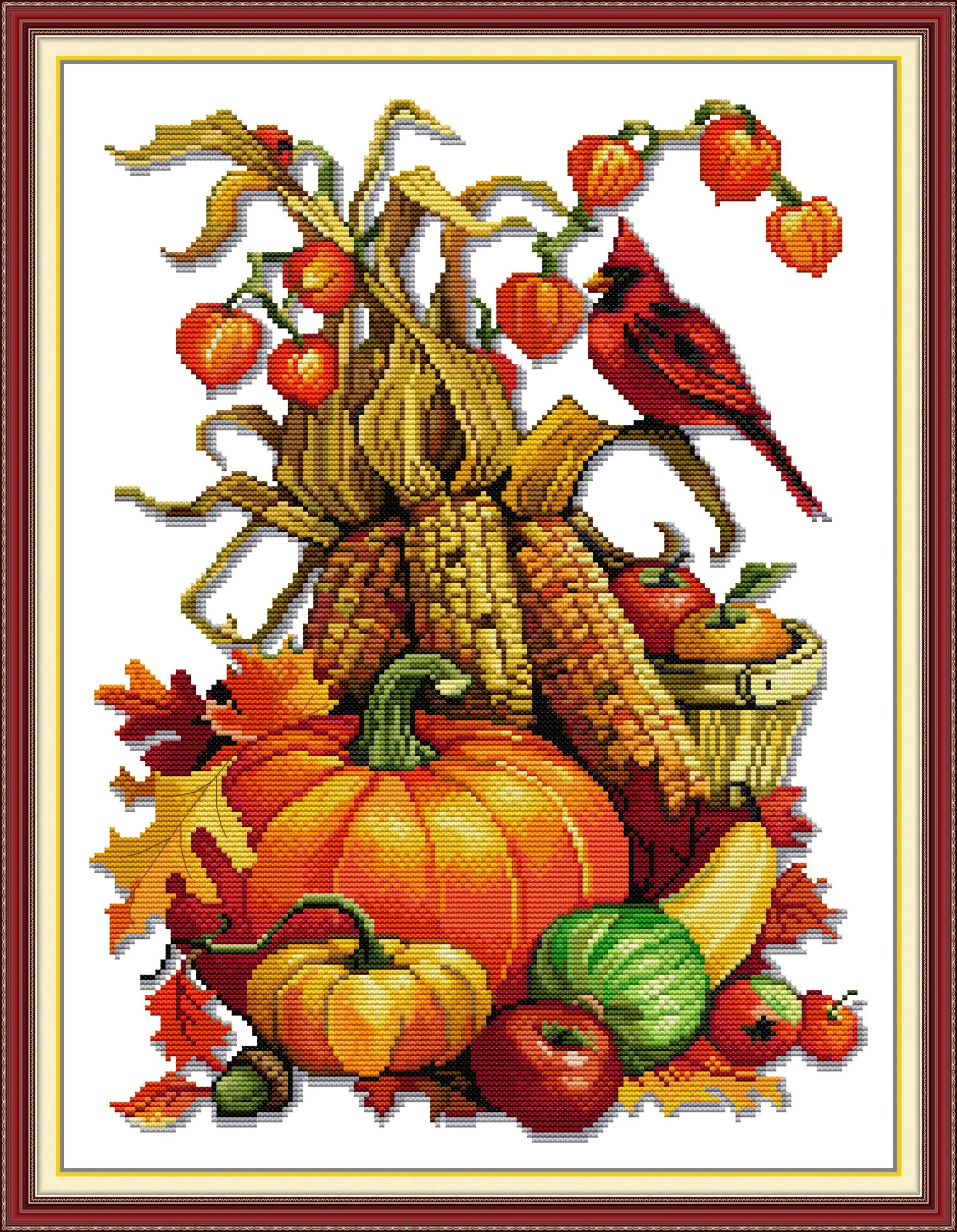 

Maydear Cross Stitch Kit,11CT/14CT/16CT/9CT Aida Fabric,DMC Threads Sewing Pattern Embroidery Set-Abundant harvest of all grains