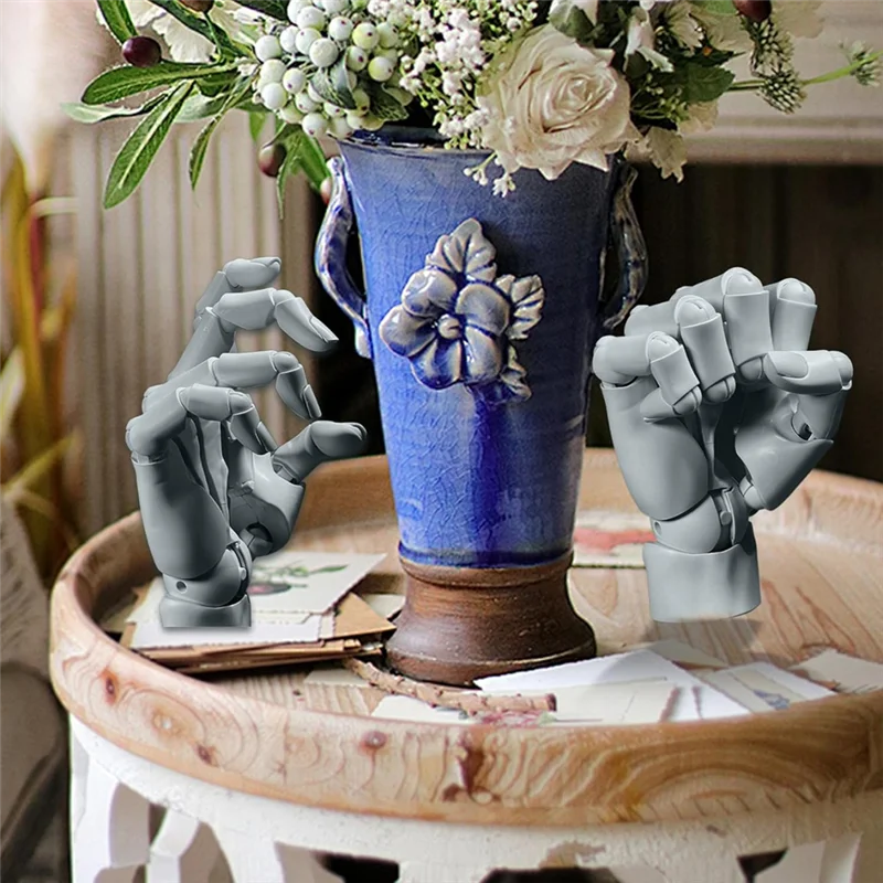 

JIULIN-Hand Model 1:1 Articulated Mannequin Hand Moveable Joint+Base DIY PVC ABS Hand Model For Drawing,Painting,Sketching