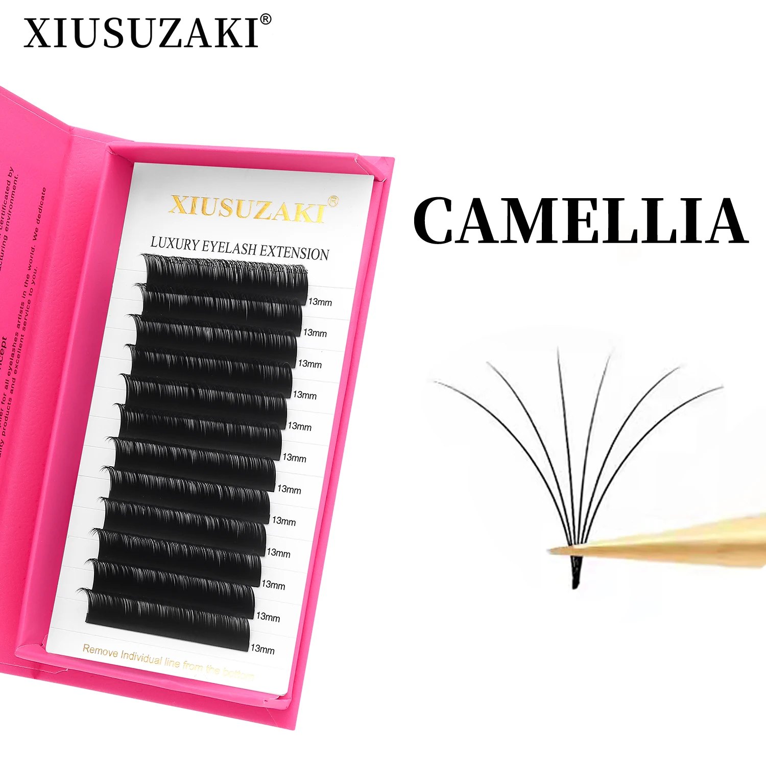 XIUSUZAKI Camellia W Shape Eyelash Extensions Fast Bloom Flowering Premade Fans Volume Lashes Natural Soft Easy Fan False Lashes