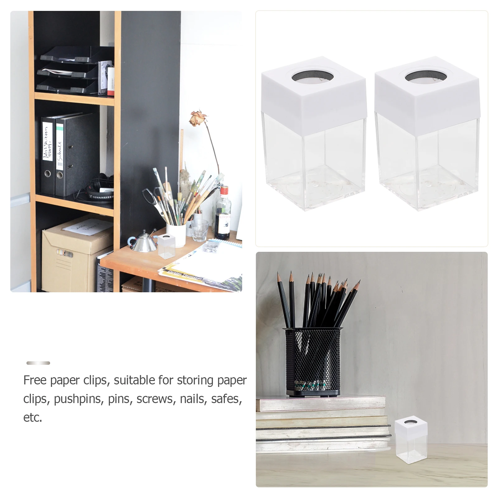 2pcs Storage Buckets Square Macaron Color White Transparent Wear Resistant Material Desk Organizer Paper