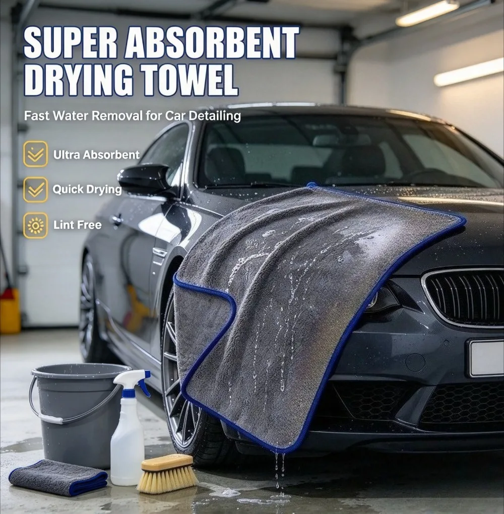 Car Wash Towel Extra Large Multi Sizes Soft Lint Free Super Absorbent Quick Drying Traceless Detail Care Cloth 1Pc Set