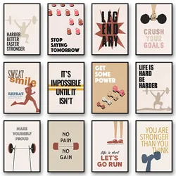 Minimal Fitness Motivational Quotes Runing Sports Posters and Prints Canvas Printing Wall Art Picture for Living Room Gym Decor