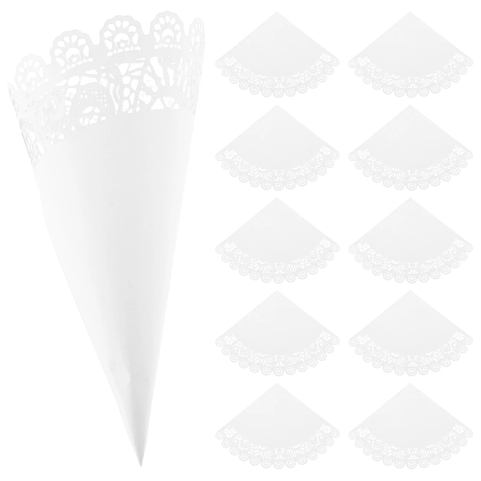 

50pcs Paper Cone Flower Hollow Lace Pattern Confetti Holder Colorful Party Favor Wedding Decoration