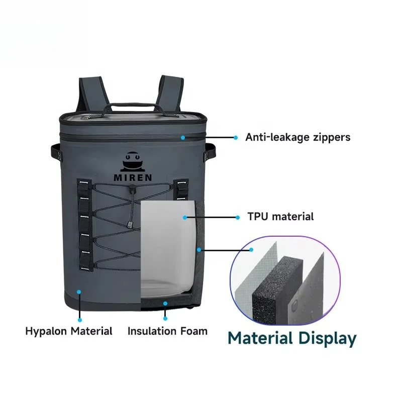 30Can Cooler Backpack Large Capacity TPU Waterproof Cooler Bag Camping Picnic Soft Insulation Refrigerated Food Storage