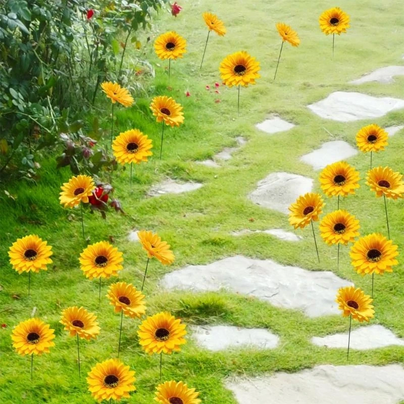 

652F 10pcs Stakes 12 Inch Garden Stakes Decoration Yard Lawn Ornaments Waterproof Flower Pot Indoor Outdoor