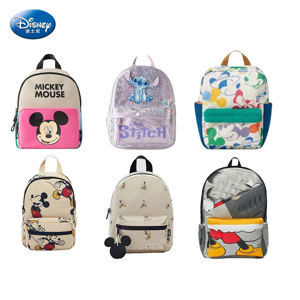 

Disney Girls Backpacks Stitch Baby Kawaii Bags Print Sequin Minnie Travel Storage Fashionable Schoolbags Mickey Mini Backpack