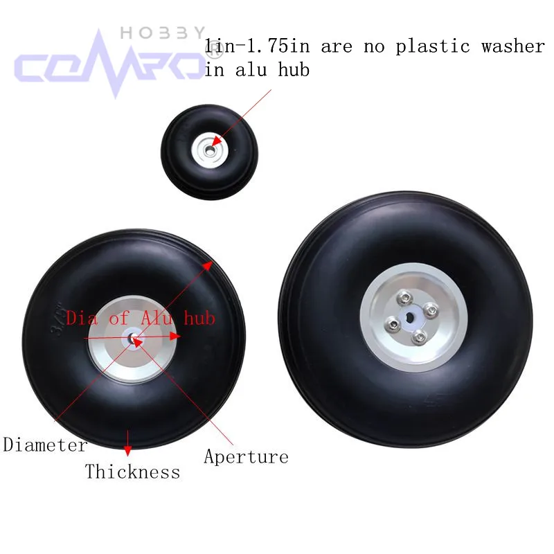 Roues de train d'atterrissage en PU, 2 pièces/1 pièce, pneus, moyeu en aluminium pour modèle d'avion RC à aile fixe, accessoires de remplacement