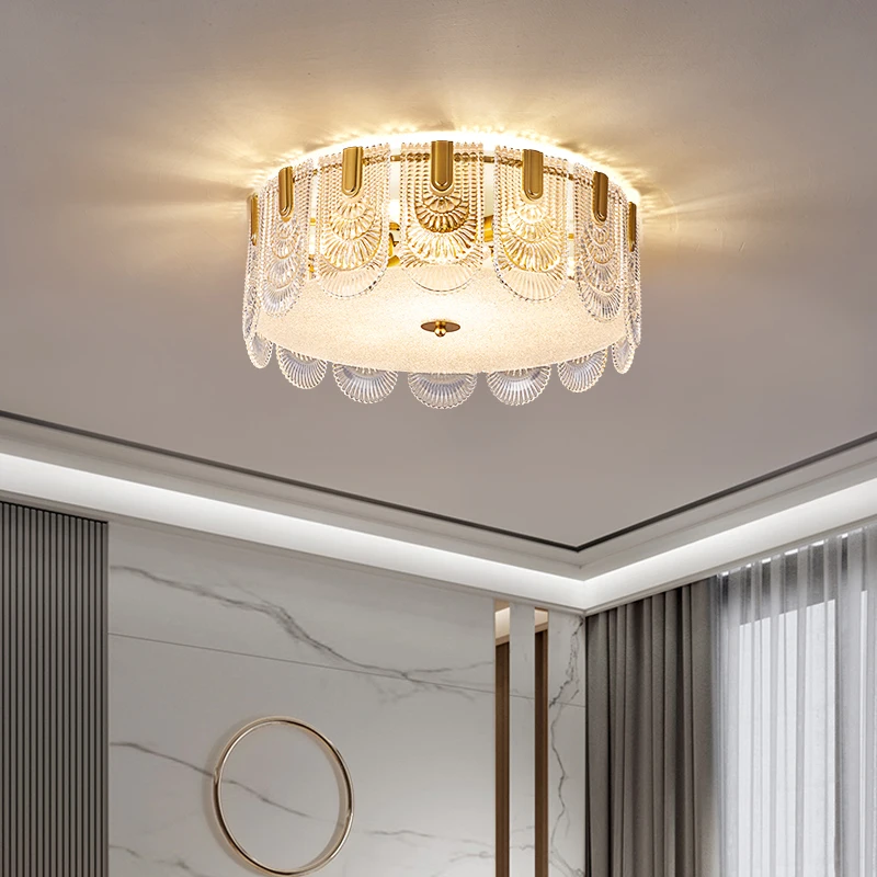 

French Vintage Crystal Ceiling Light: Modern Bedroom & Study Lighting | Artistic Glass Minimalist Decor