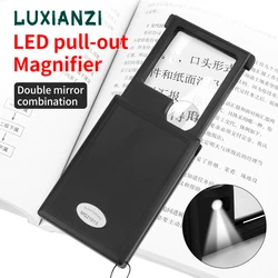 LUXIANZI 30X Pull-out Magnifier Portable Mini Pocket Hand Loupe 60X With LED Light UV Jewelry Appraisal Reading Magnifying Glass