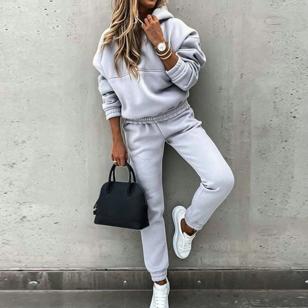 2 Piece Set Women Tracksuit Hooded Sweatshirt Pants Sets Long Sleeve Tops Suit Fashion Female Outfit Sportswear Hoodies Set