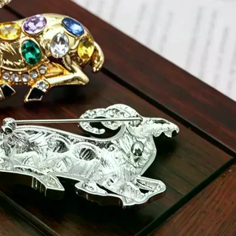 Cute Goat Rhinestone Brooch Unisex Year of The Sheep Fashion Pin Durable Jewelry for Women Men Clothing Decoration Gift