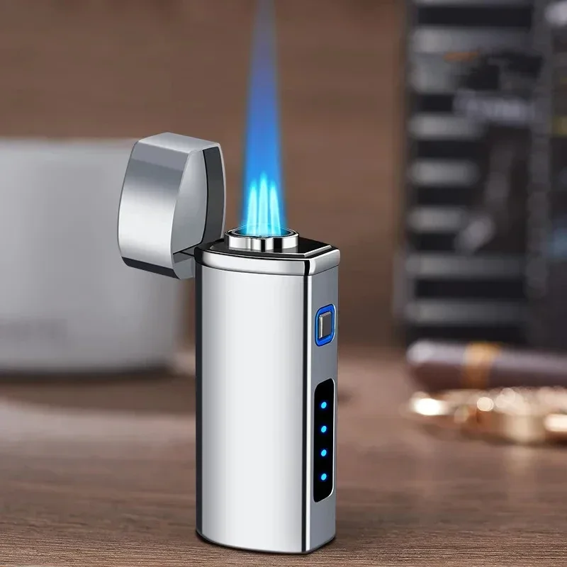 

Outdoor Metal Windproof Torch Jet Lighter 3 Flame Turbo Cigar Lighters Creative Gas Electric Induction Ignition High-End Gift