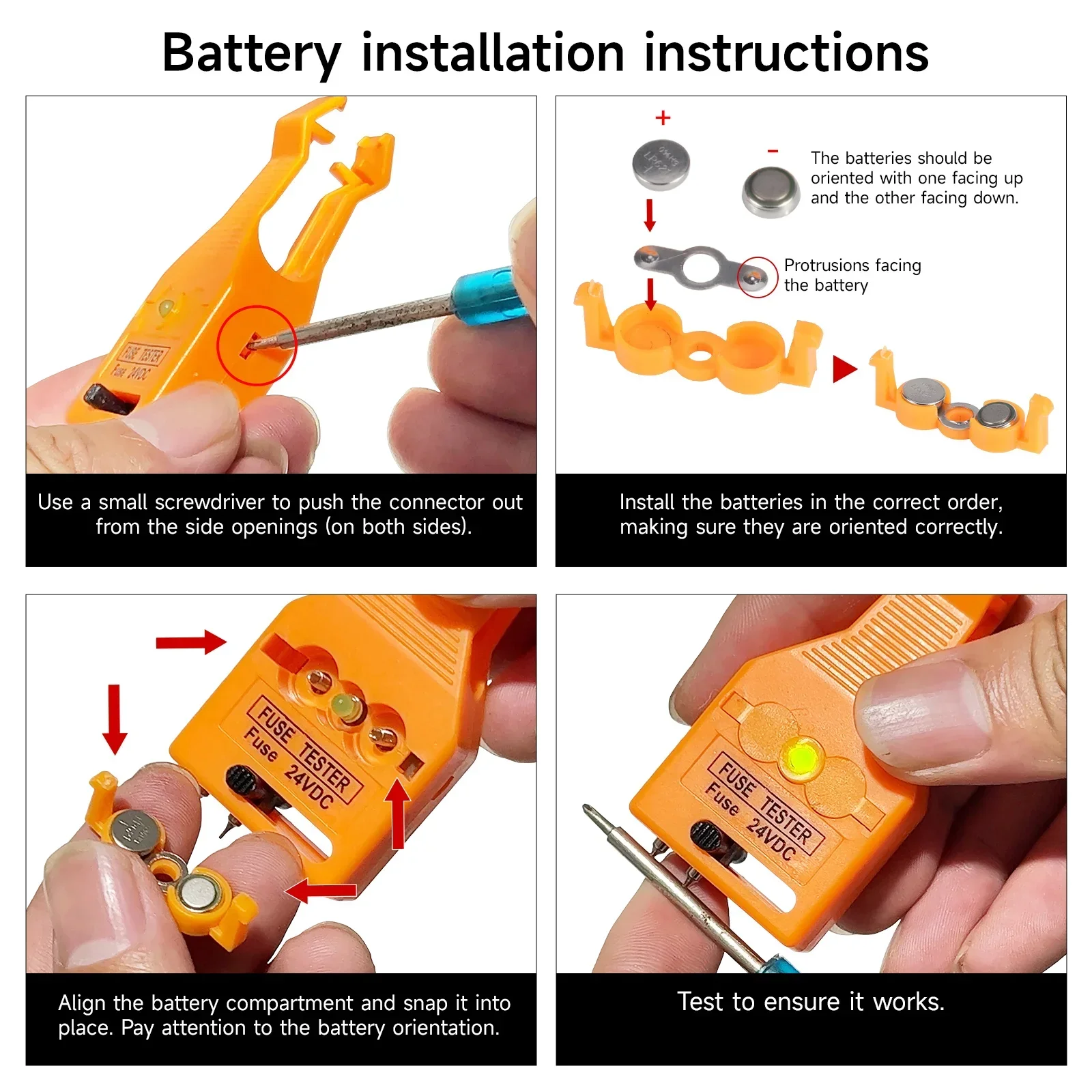 CNSPEED DC 24V Car Fuse Tester Blade Puller Removal Tool For Mini Standard Fuse Checker Plastic Metal For Most Cars Trucks SUV