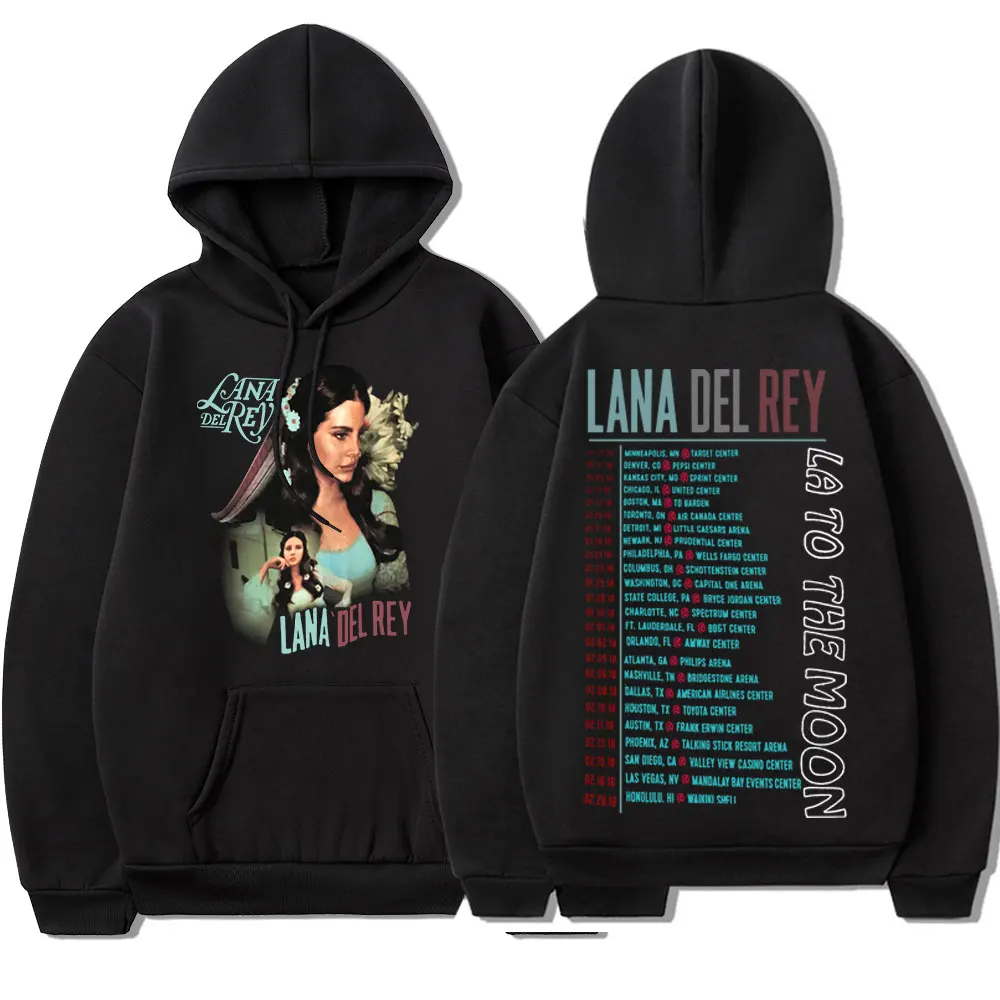 

90s Singer Lana Del Rey La To The Moon Tour Print Hoodies Vintage Hip Hop Casual Sweatshirt Streetwear Fashion Harajuku Pullover