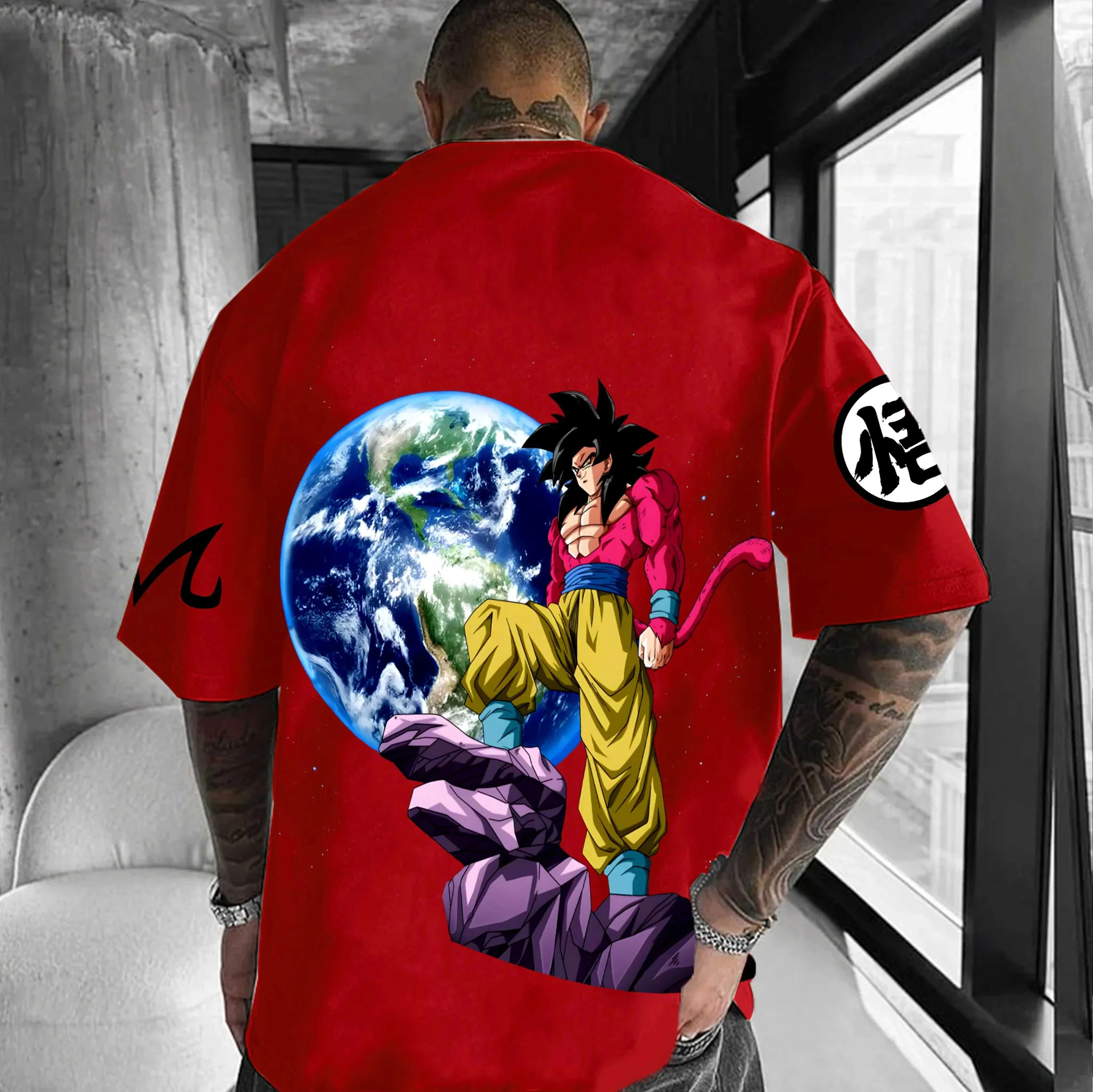 Camiseta de Son Goku Anime Dragon Ball Harajuku de verano para hombre, ropa de calle Vintage de algodón para Fitness, pantalón corto informal de gran tamaño para mujer de manga