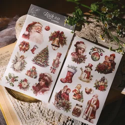 2 Sheet Vintage Christmas Snowman RUB ON Transfer Stickers Junk Journal Collage Lady Stickers DIY Album Scrapbooking Material