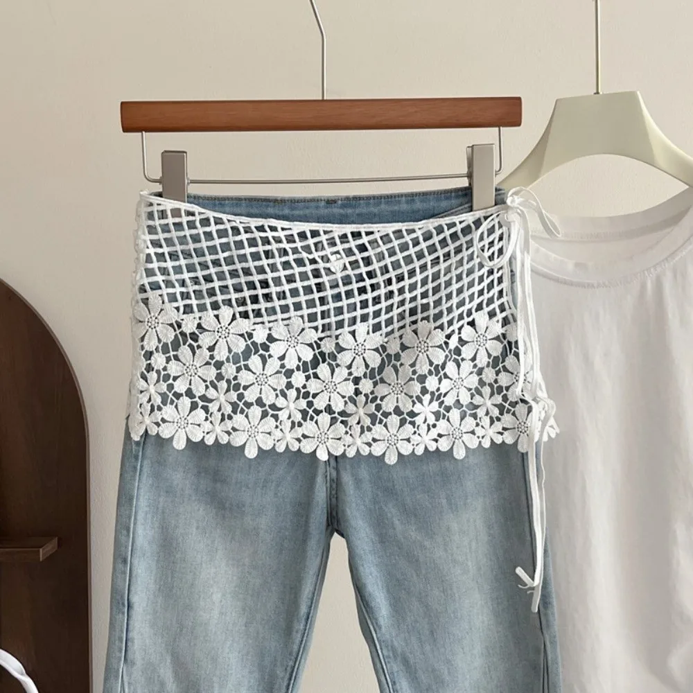 

Trendy Lace Trim Fart Curtain Slim Fit Hollowed-out Hip Curtain Y2K Apron Wrap Skirt Summer