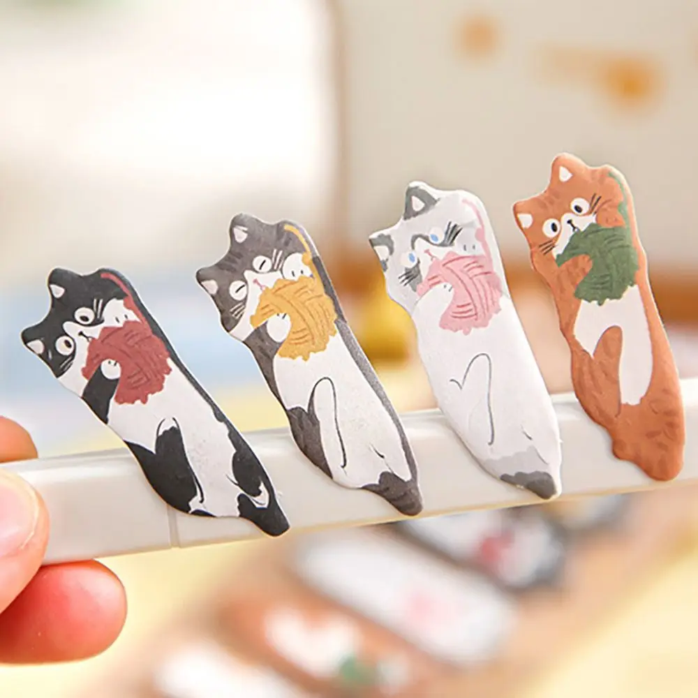 New Paper Cat Index Stickers Cartoon Self Adhesive Cat Note Tabs School Supplies Calendar Marking Labels