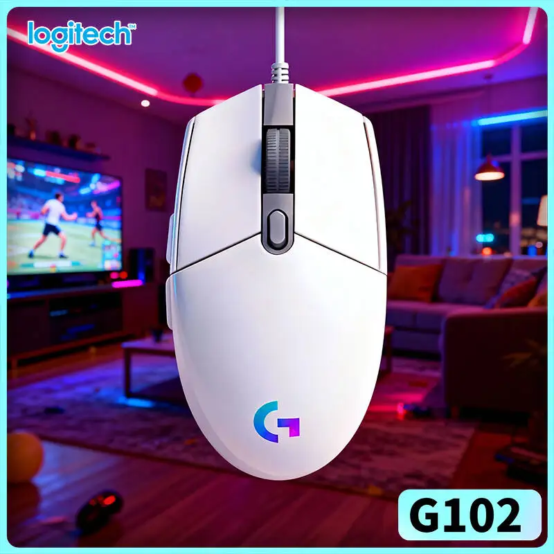 Logitech G102 Wired Mouse, 1ms Report Rate, RGB Lighting, 20M Click Lifespan, 6 Programmable Keys for Mac/Windows Users