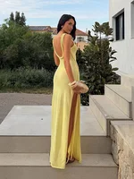 Braided Trim Sexy High Slit Dress Lady Sleeveless Hollow Out Backless Bodycon Maxi Dresses 2026 Summer Elegant Chic Evening Gown - Image 4