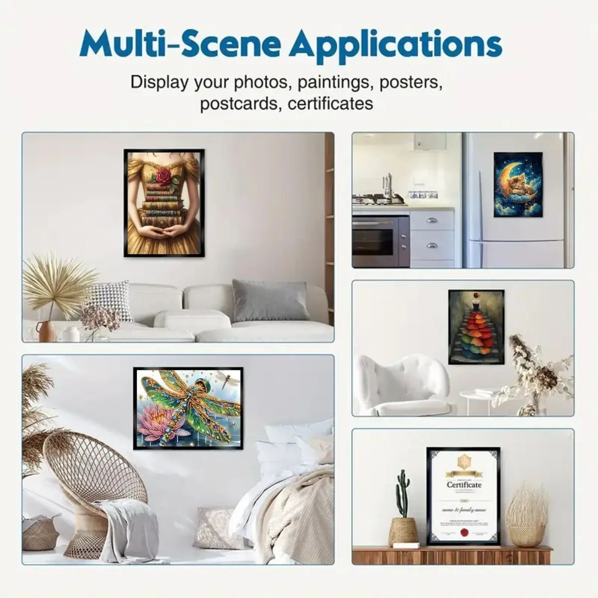 يعد إطار الصورة المغناطيسية الماسية مقاس 12 × 16 بوصة خيارًا مثاليًا لصور الحائط والنافذة، وهو الخيار الأفضل لعيد الميلاد.