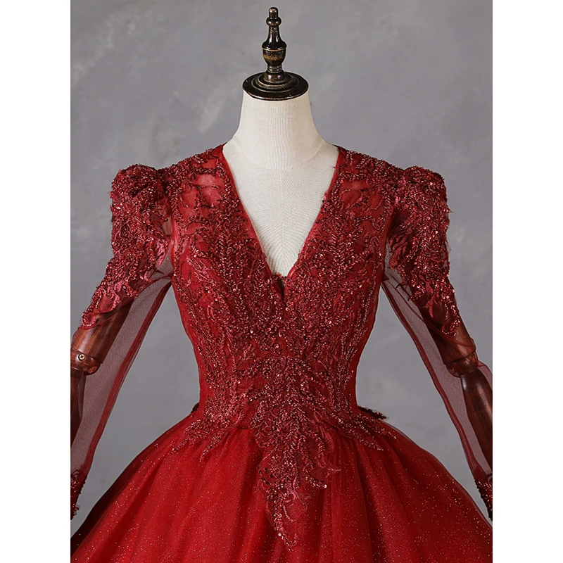 Sonhar Vestidos 15 Quinceanera Dresses 2025 Full Sleeve Party Dress Elegant V-neck Ball Gown Customized Dresses For Quinceanera