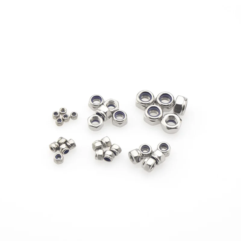 10pcs 304 สแตนเลสสตีล (M2 M3 M4 M5 M6) ไนลอน Self Locking HEX NUTS DIY อุปกรณ์เสริมสําหรับรีโมทคอนโทรลรถ/เรือ