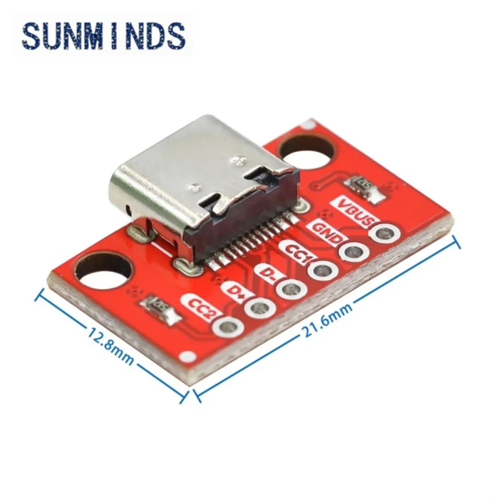TYPE-C Female Test Board USB3.1 16P to 2.54 High Current Power Adapter Board Module Double-sided Front Back Plug Test Board